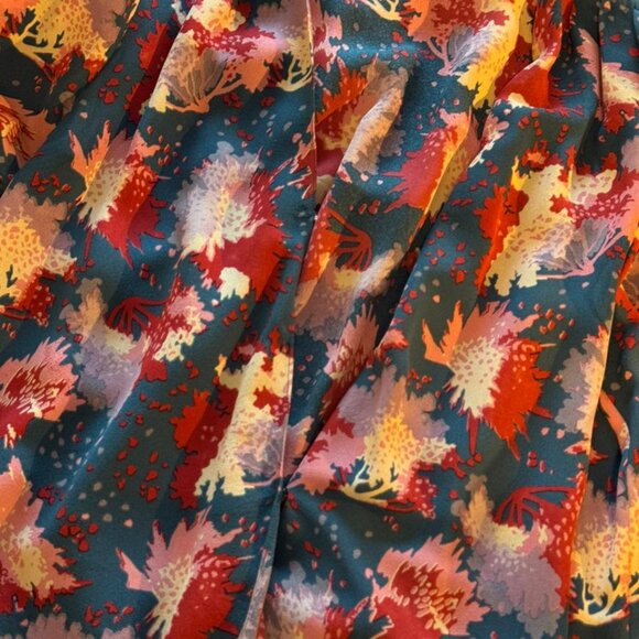 Vanessa Bruno Navy Blue Multi-Color Floral Print V-Neck Dress - Picture 4 of 6